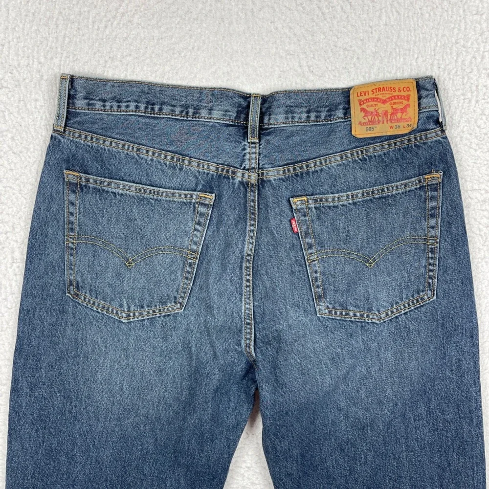 Levis‎ 565 Loose Fit Jeans Mens 36x34 Blue Straight Leg Baggy Denim Casual